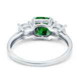 Cushion Three Stone Engagement Ring Simulated Cubic Zirconia 925 Sterling Silver