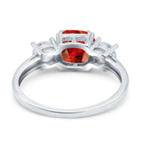 Cushion Three Stone Engagement Ring Simulated Cubic Zirconia 925 Sterling Silver
