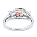 Cushion Three Stone Engagement Ring Simulated Cubic Zirconia 925 Sterling Silver