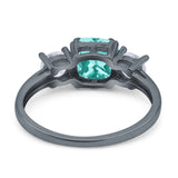 Cushion Three Stone Engagement Ring Simulated Cubic Zirconia 925 Sterling Silver