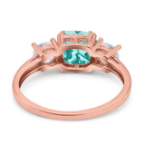 Cushion Three Stone Engagement Ring Simulated Cubic Zirconia 925 Sterling Silver