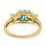 Cushion Three Stone Engagement Ring Simulated Cubic Zirconia 925 Sterling Silver