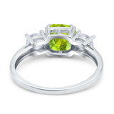Cushion Three Stone Engagement Ring Simulated Cubic Zirconia 925 Sterling Silver