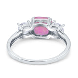 Cushion Three Stone Engagement Ring Simulated Cubic Zirconia 925 Sterling Silver