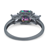 Cushion Three Stone Engagement Ring Simulated Cubic Zirconia 925 Sterling Silver