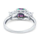 Cushion Three Stone Engagement Ring Simulated Cubic Zirconia 925 Sterling Silver