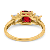 Cushion Three Stone Engagement Ring Simulated Cubic Zirconia 925 Sterling Silver