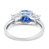Cushion Three Stone Engagement Ring Simulated Cubic Zirconia 925 Sterling Silver