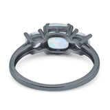 Cushion Three Stone Engagement Ring Simulated Cubic Zirconia 925 Sterling Silver