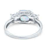 Cushion Three Stone Engagement Ring Simulated Cubic Zirconia 925 Sterling Silver