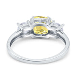 Cushion Three Stone Engagement Ring Simulated Cubic Zirconia 925 Sterling Silver