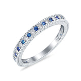 Half Eternity Band Bridal Stacking Engagement Ring Simulated CZ 925 Sterling Silver