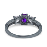 Three Stone Oval Engagement Ring Simulated Cubic Zirconia 925 Sterling Silver