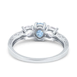 Three Stone Oval Engagement Ring Simulated Cubic Zirconia 925 Sterling Silver