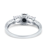 Three Stone Oval Engagement Ring Simulated Cubic Zirconia 925 Sterling Silver