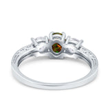 Three Stone Oval Engagement Ring Simulated Cubic Zirconia 925 Sterling Silver