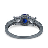 Three Stone Oval Engagement Ring Simulated Cubic Zirconia 925 Sterling Silver