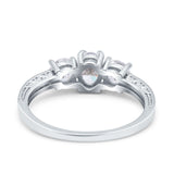 Three Stone Oval Engagement Ring Simulated Cubic Zirconia 925 Sterling Silver
