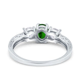 Three Stone Oval Engagement Ring Simulated Cubic Zirconia 925 Sterling Silver