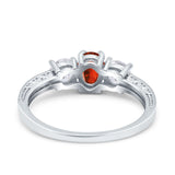 Three Stone Oval Engagement Ring Simulated Cubic Zirconia 925 Sterling Silver