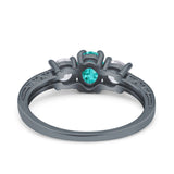 Three Stone Oval Engagement Ring Simulated Cubic Zirconia 925 Sterling Silver