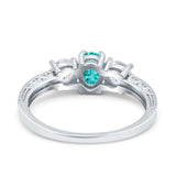 Three Stone Oval Engagement Ring Simulated Cubic Zirconia 925 Sterling Silver