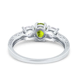 Three Stone Oval Engagement Ring Simulated Cubic Zirconia 925 Sterling Silver