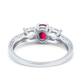 Three Stone Oval Engagement Ring Simulated Cubic Zirconia 925 Sterling Silver
