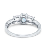 Three Stone Oval Engagement Ring Simulated Cubic Zirconia 925 Sterling Silver