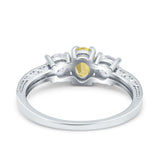 Three Stone Oval Engagement Ring Simulated Cubic Zirconia 925 Sterling Silver
