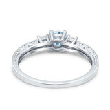Three Stone Engagement Ring Round Simulated Cubic Zirconia 925 Sterling Silver