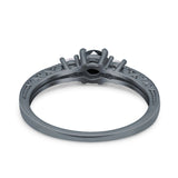 Three Stone Engagement Ring Round Simulated Cubic Zirconia 925 Sterling Silver