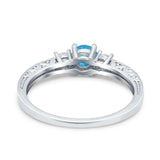 Three Stone Engagement Ring Round Simulated Cubic Zirconia 925 Sterling Silver