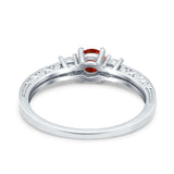 Three Stone Engagement Ring Round Simulated Cubic Zirconia 925 Sterling Silver