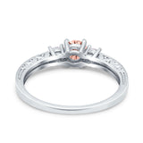 Three Stone Engagement Ring Round Simulated Cubic Zirconia 925 Sterling Silver