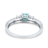 Three Stone Engagement Ring Round Simulated Cubic Zirconia 925 Sterling Silver