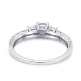 Three Stone Engagement Ring Round Simulated Cubic Zirconia 925 Sterling Silver