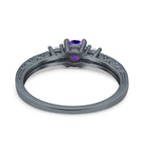 Three Stone Engagement Ring Round Simulated Cubic Zirconia 925 Sterling Silver