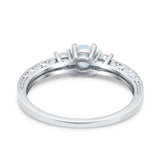 Three Stone Engagement Ring Round Simulated Cubic Zirconia 925 Sterling Silver