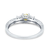 Three Stone Engagement Ring Round Simulated Cubic Zirconia 925 Sterling Silver