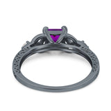 Cushion Celtic Art Deco Engagement Ring Simulated Cubic Zirconia 925 Sterling Silver