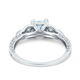 Cushion Celtic Art Deco Engagement Ring Simulated Cubic Zirconia 925 Sterling Silver