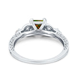 Cushion Celtic Art Deco Engagement Ring Simulated Cubic Zirconia 925 Sterling Silver