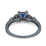Cushion Celtic Art Deco Engagement Ring Simulated Cubic Zirconia 925 Sterling Silver
