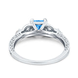 Cushion Celtic Art Deco Engagement Ring Simulated Cubic Zirconia 925 Sterling Silver