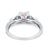 Cushion Celtic Art Deco Engagement Ring Simulated Cubic Zirconia 925 Sterling Silver