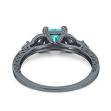 Cushion Celtic Art Deco Engagement Ring Simulated Cubic Zirconia 925 Sterling Silver