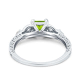 Cushion Celtic Art Deco Engagement Ring Simulated Cubic Zirconia 925 Sterling Silver