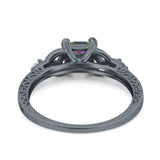 Cushion Celtic Art Deco Engagement Ring Simulated Cubic Zirconia 925 Sterling Silver