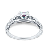 Cushion Celtic Art Deco Engagement Ring Simulated Cubic Zirconia 925 Sterling Silver